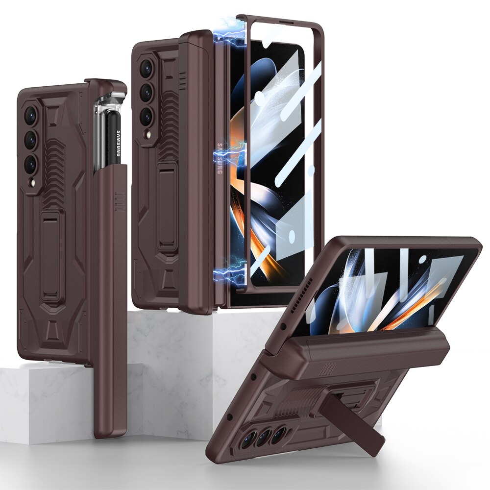 All-included Pen Case With Back Screen Glass Cover For Galaxy Z Fold 4 - casestadium