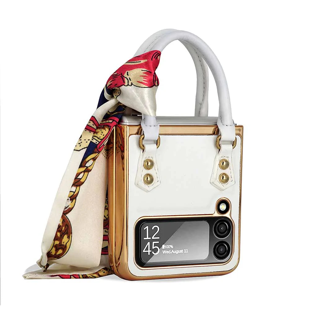 Newest Color Handbag Fashion Silk Scarf Galaxy Z Flip3 Flip4 Phone Case - casestadium