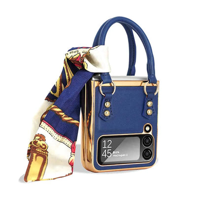 Newest Color Handbag Fashion Silk Scarf Galaxy Z Flip3 Flip4 Phone Case - casestadium
