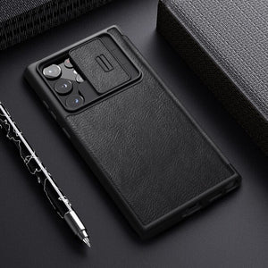 Luxury Camera Protection Flip Leather Case For Samsung Galaxy S22 Series - casestadium